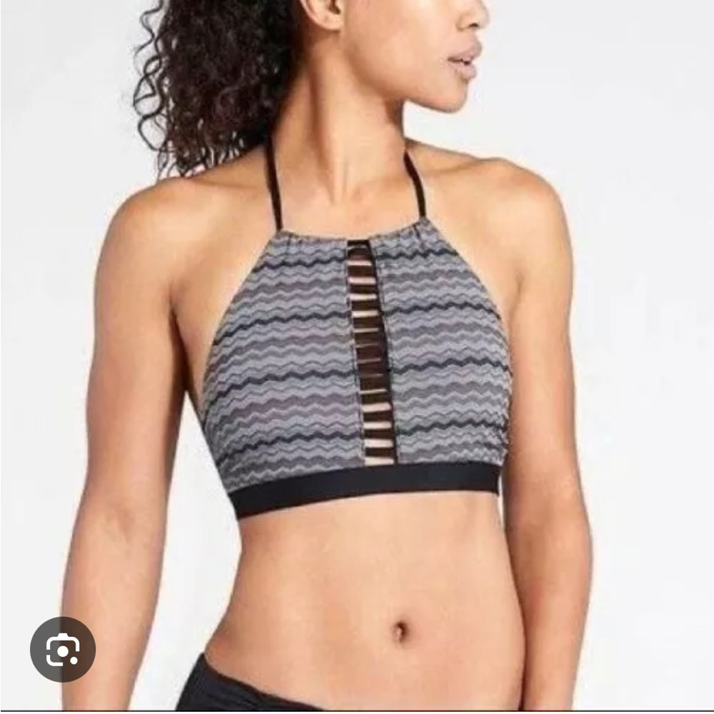 Athleta Jacquard High Neck Ladder Bikini Top, size M